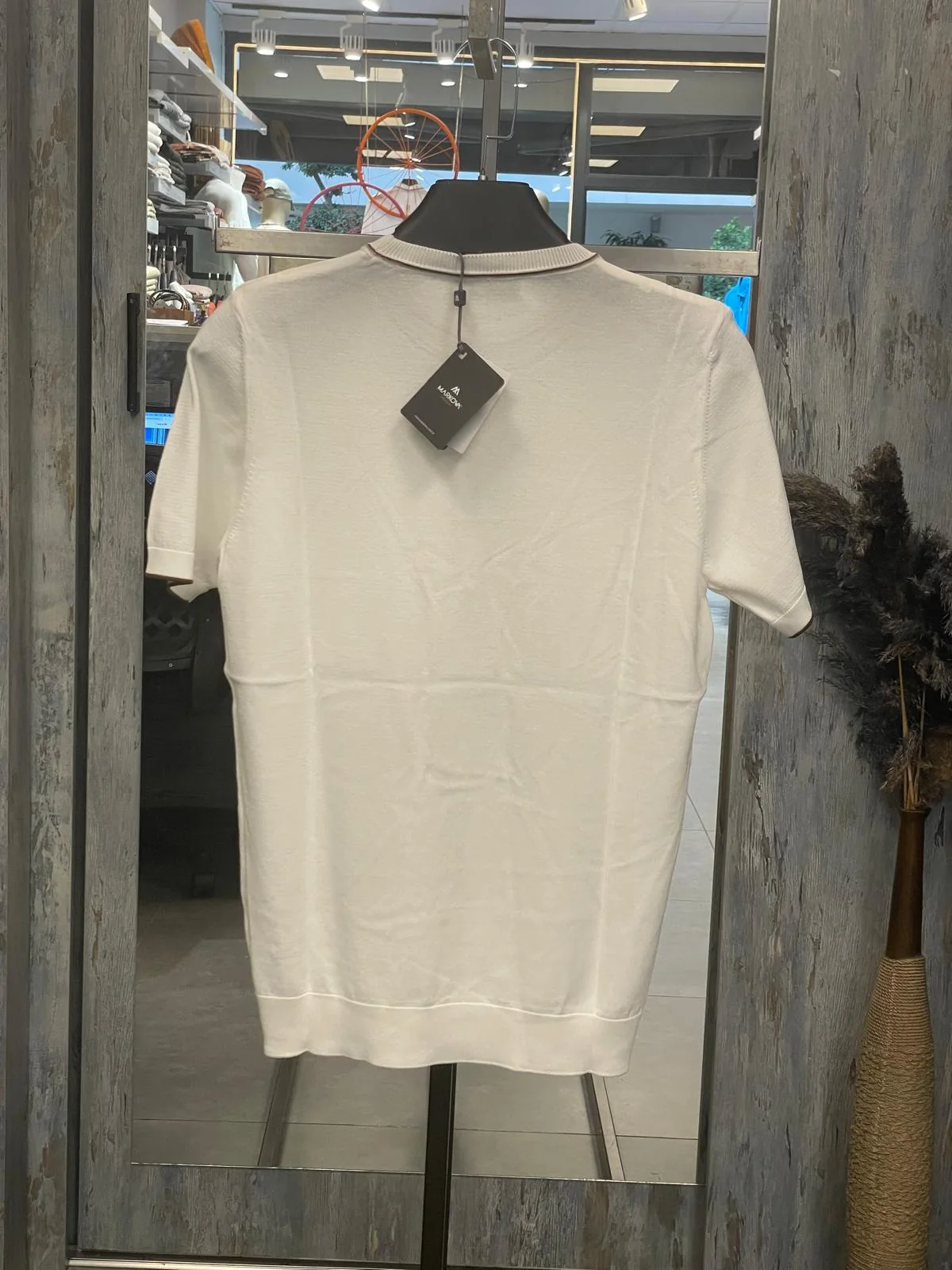 Beyaz Markova Bisiklet Yaka Triko T-Shirt